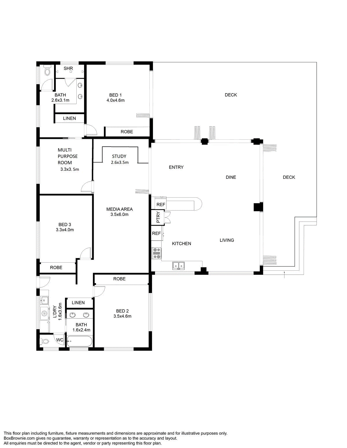Floor plan for 4-bedroom house at 1 Anne Street, Silkwood, QLD 4856, Cassowary Coast, Queensland