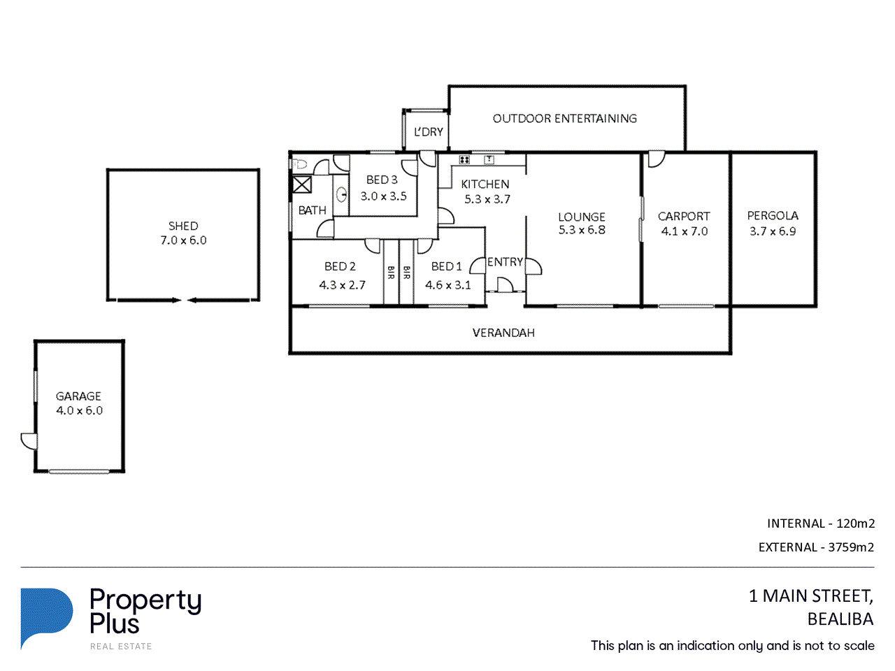 Floor plan for 3-bedroom house at 1 Main Street, Bealiba VIC 3475, Central Goldfields, Victoria