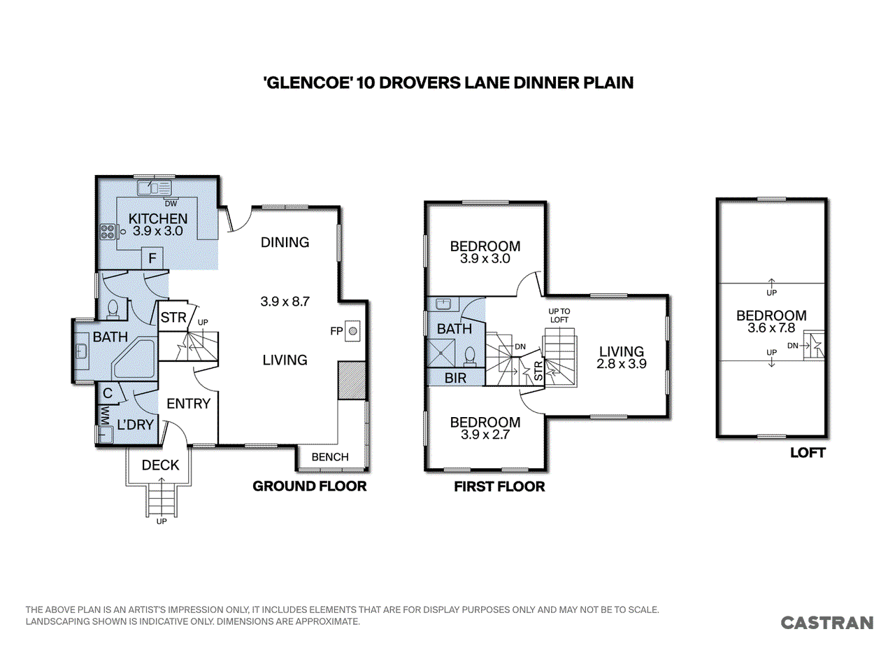 Floor plan for 3-bedroom house at 10 Drovers Lane, Dinner Plain, VIC 3898, Alpine, Victoria