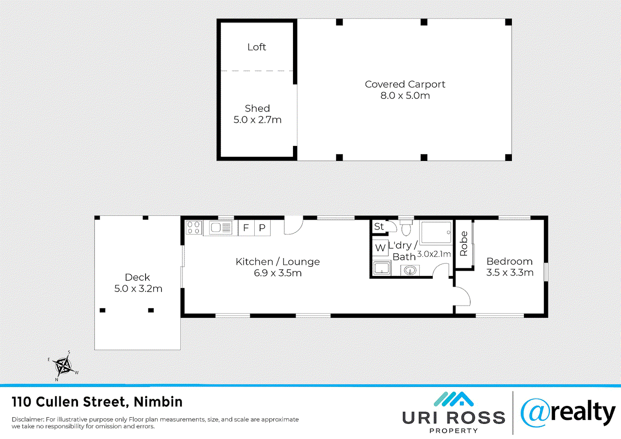 Floor plan for 1-bedroom house at 110 Cullen Street, Nimbin, NSW 2480, Lismore, New South Wales