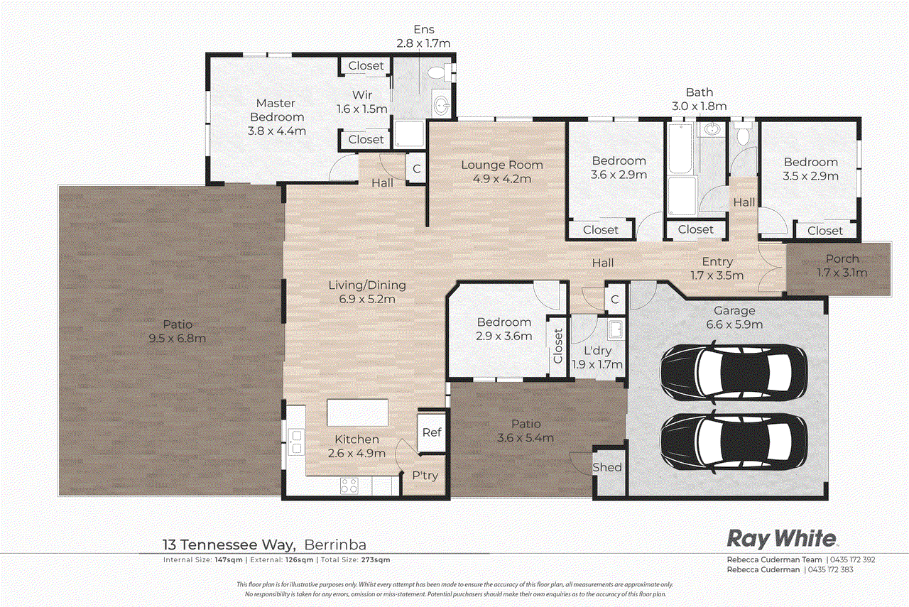 Floor plan for 4-bedroom house at 13 Tennessee Way, Berrinba QLD 4117, Logan, Queensland