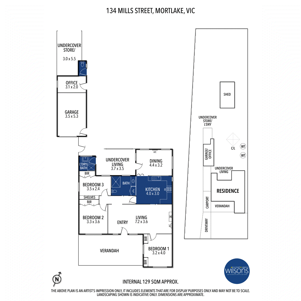 Floor plan for 3-bedroom house at 134 Mill Street, Mortlake, VIC 3272, Moyne, Victoria