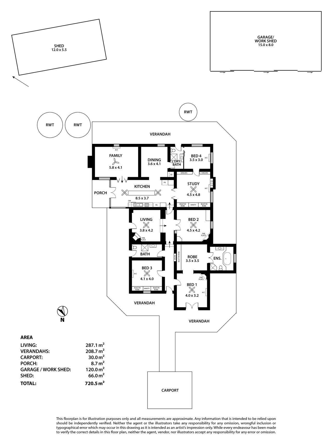 Floor plan for 4-bedroom house at 1352 East Front Road, Younghusband, SA 5238, Mid Murray, South Australia