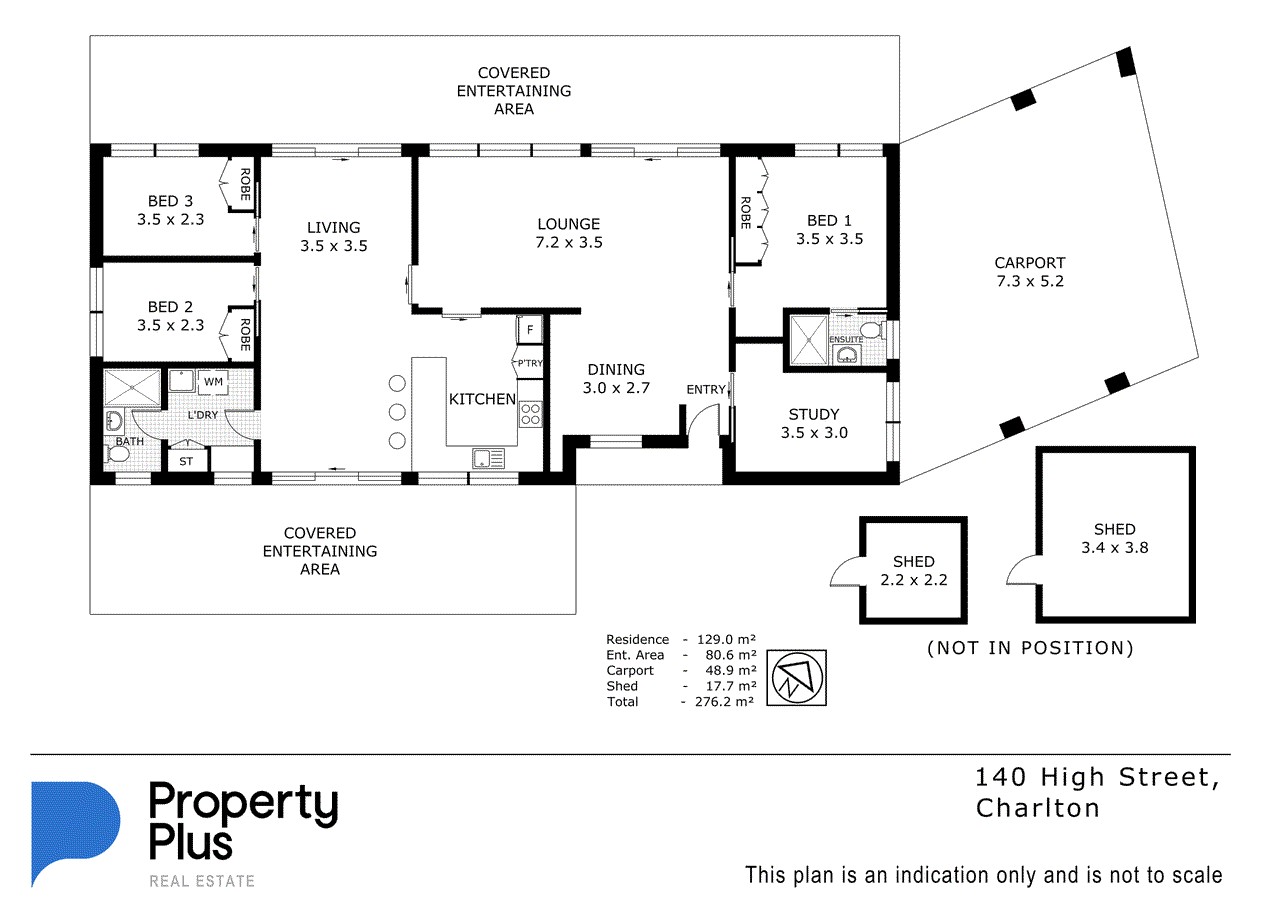 Floor plan for 3-bedroom house at 140 High Street, Charlton, VIC 3525, Buloke, Victoria