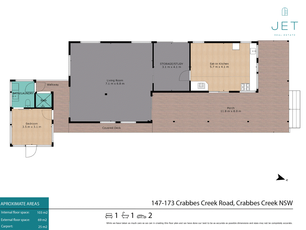Floor plan for 2-bedroom house at 147-173 CRABBES CREEK ROAD, Crabbes Creek NSW 2483, Tweed, New South Wales