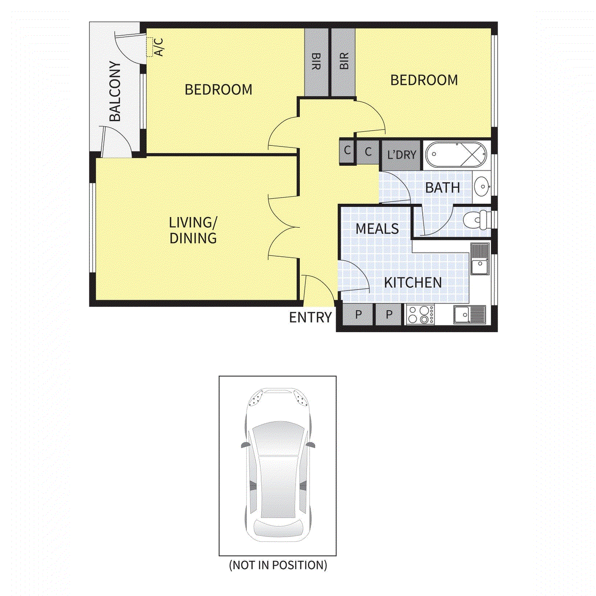 Floor plan for 2-bedroom unit at 15/9 Meadow Street, St Kilda East, VIC 3183, Port Phillip, Victoria
