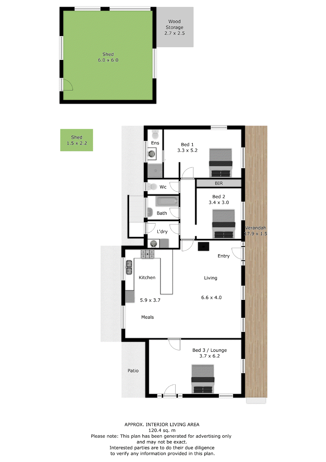 Floor plan for 3-bedroom house at 170 Kiewa Valley Highway, Tawonga South, VIC 3698, Alpine, Victoria