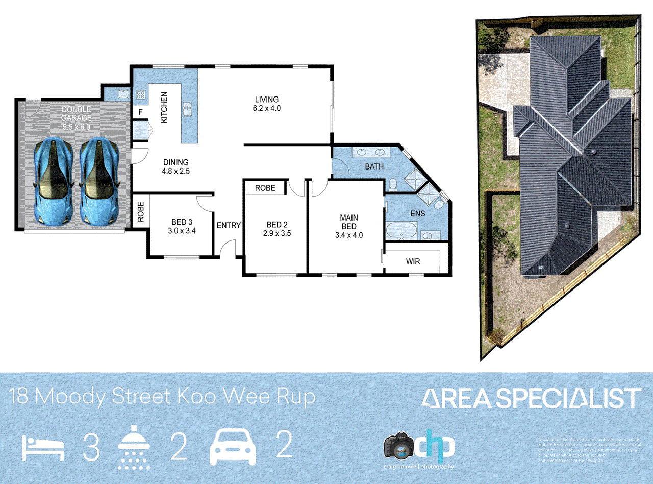 Floor plan for 3-bedroom house at 18 Moody Street, Koo Wee Rup, VIC 3981, Cardinia, Victoria