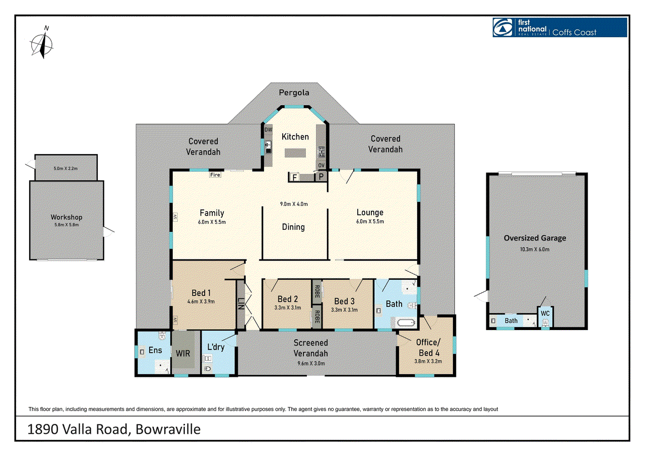 Floor plan for 4-bedroom house at 1890 Valla Road, Bowraville, NSW 2449, Nambucca Valley, New South Wales