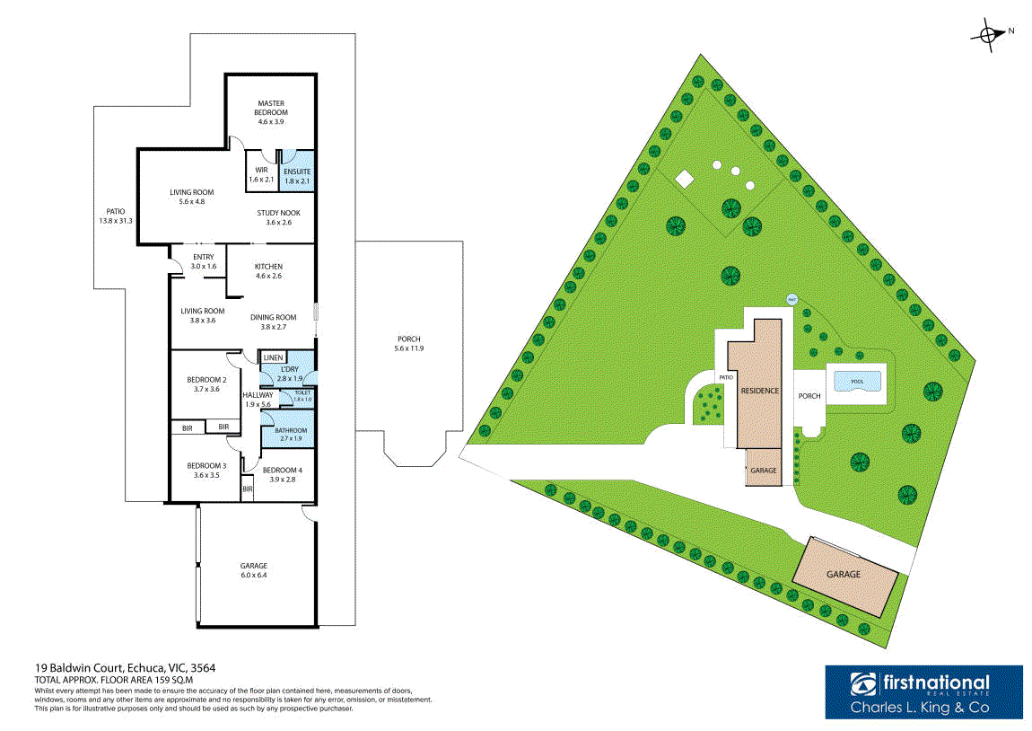 Floor plan for 4-bedroom house at 19 BALDWIN COURT, Echuca VIC 3564, Campaspe, Victoria