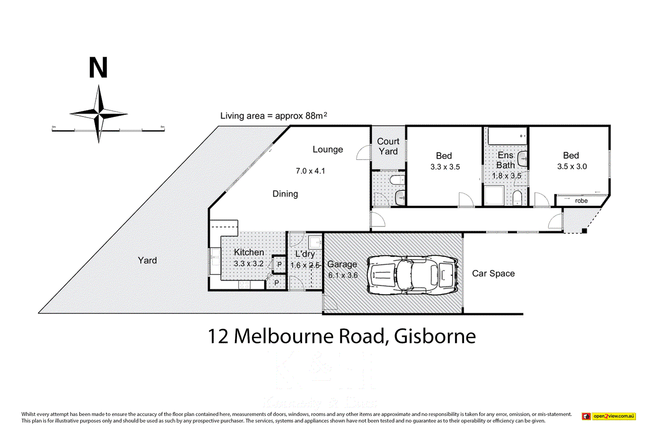 Floor plan for 2-bedroom unit at 2 12 MELBOURNE ROAD, GISBORNE VIC 3437, Macedon Ranges, Victoria