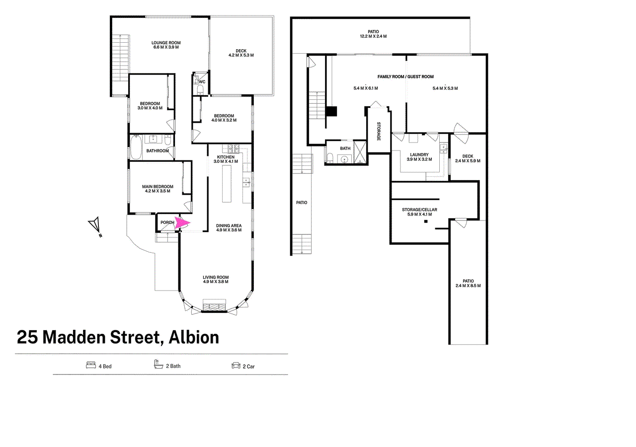 Floor plan for 4-bedroom house at 25 Madden Street, Albion, QLD 4010, Brisbane, Queensland