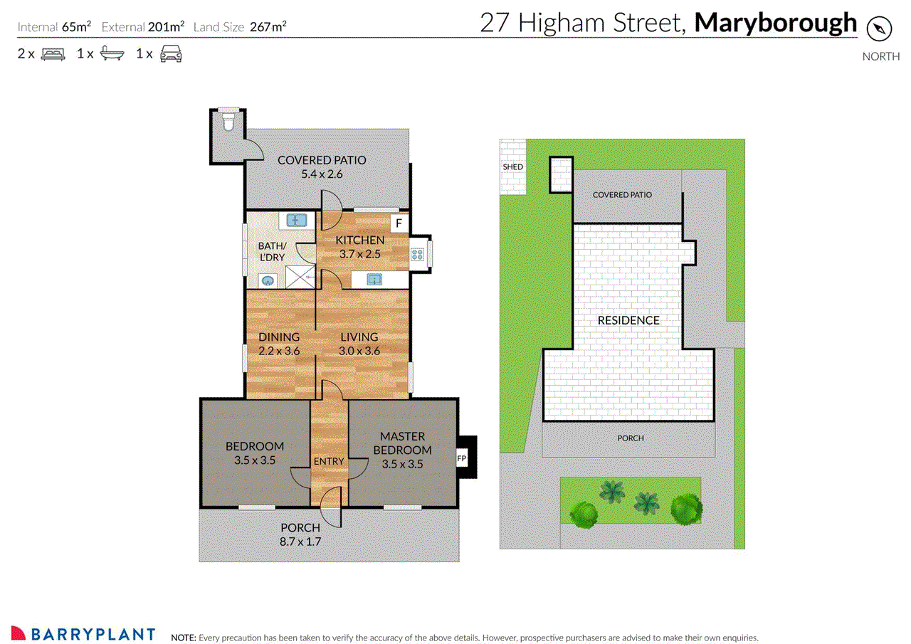 Floor plan for 2-bedroom house at 27 Higham Street, Maryborough, VIC 3465, Central Goldfields, Victoria