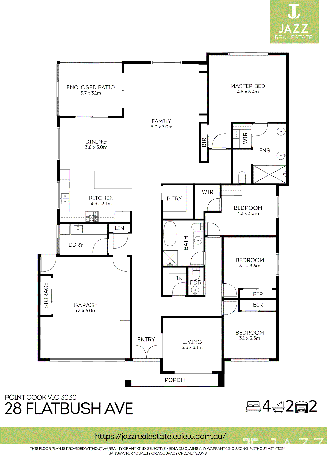 Floor plan for 4-bedroom house at 28 Flatbush Avenue, Point Cook VIC 3030, , Victoria