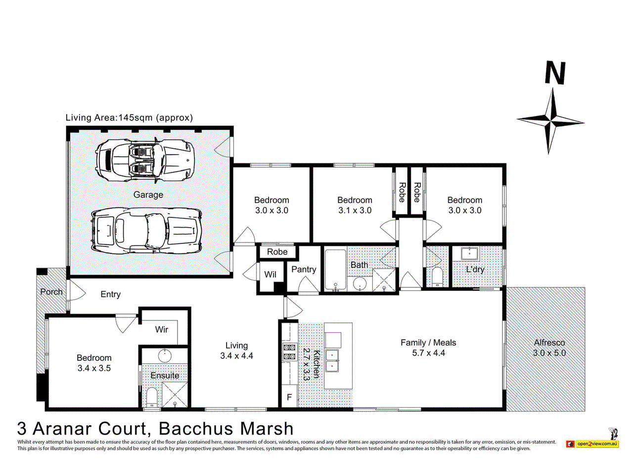Floor plan for 4-bedroom house at 3 Aranar Court, Bacchus Marsh, VIC 3340, Moorabool, Victoria