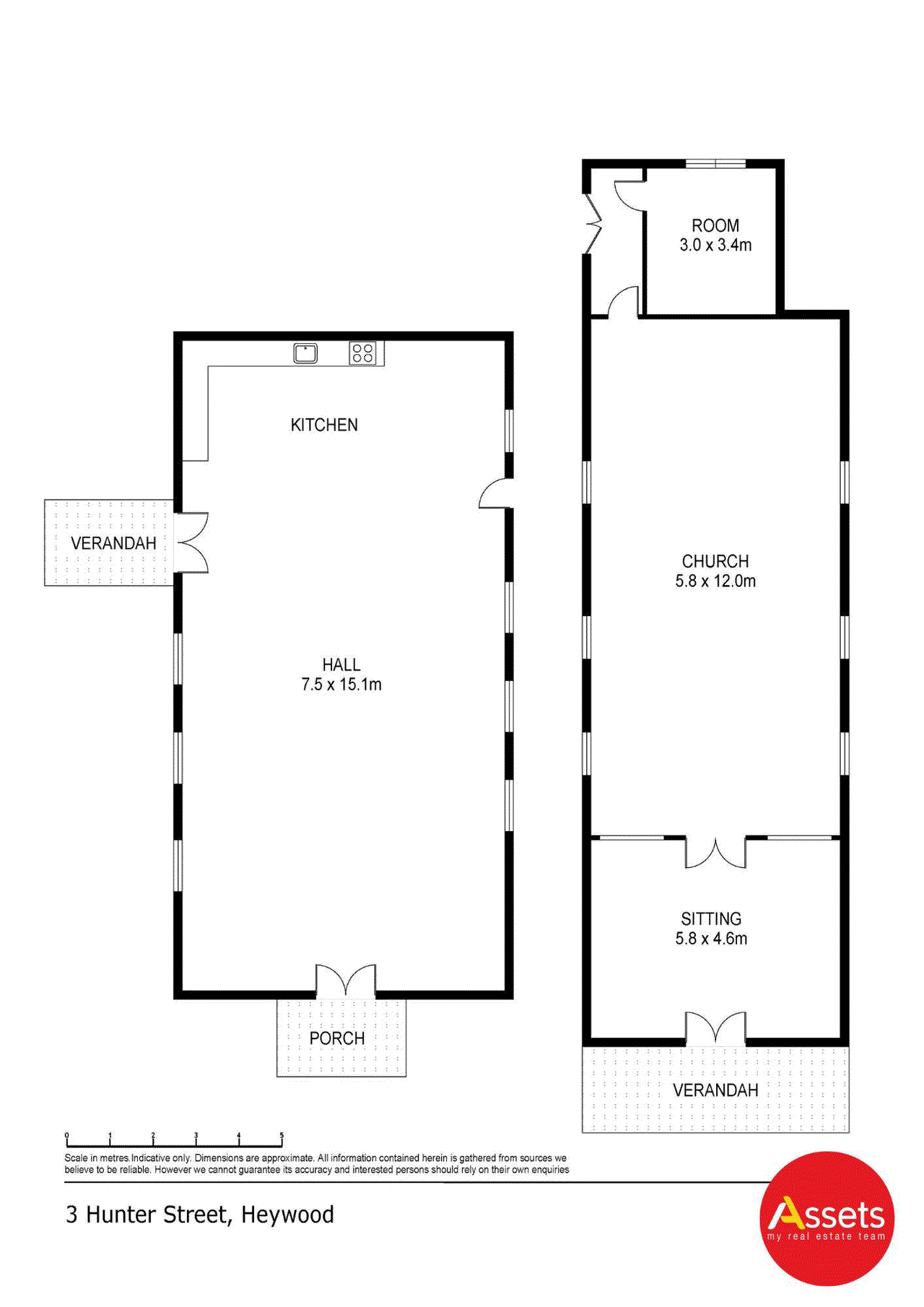Floor plan for 1-bedroom house at 3 HUNTER STREET, Heywood VIC 3304, Glenelg, Victoria