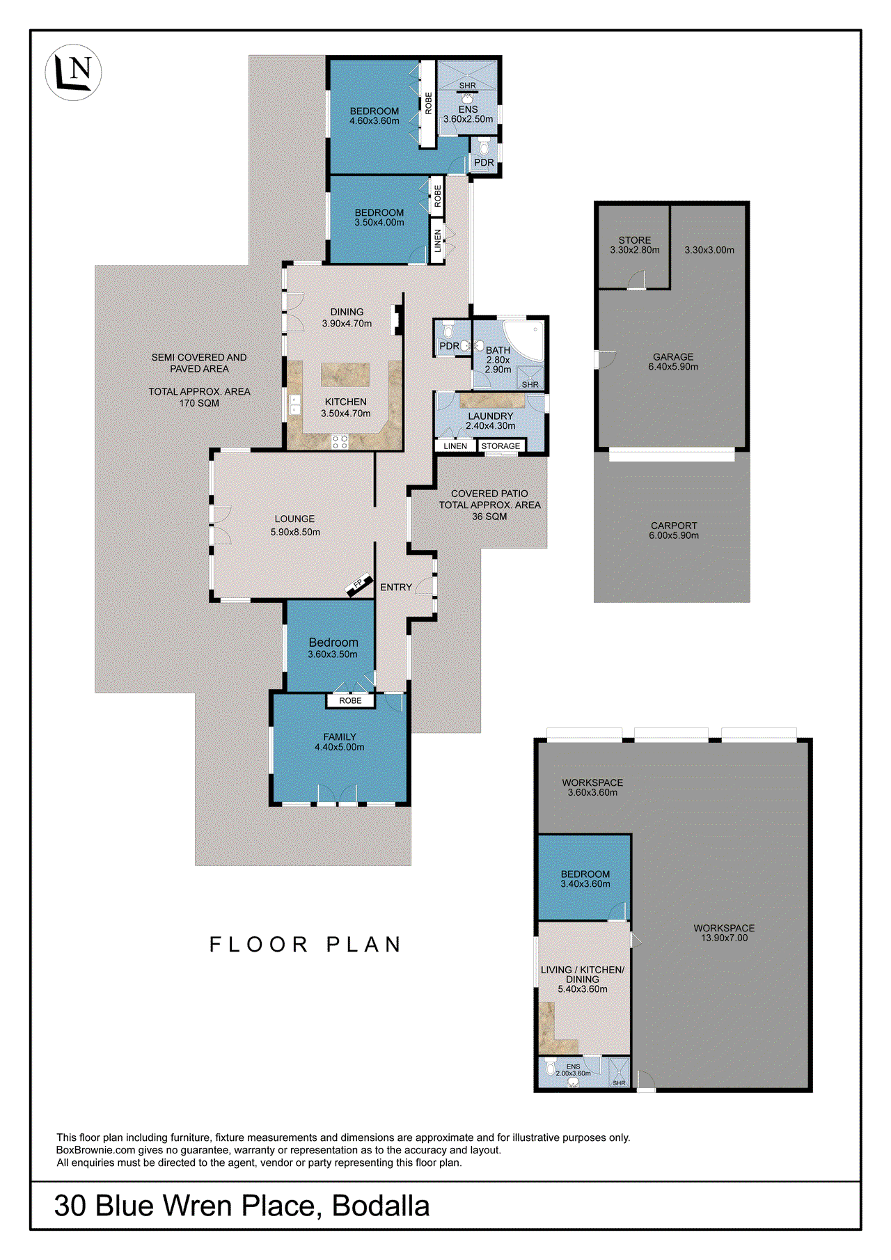 Floor plan for 3-bedroom house at 30 Blue Wren Place, Bodalla, NSW 2545, Eurobodalla, New South Wales