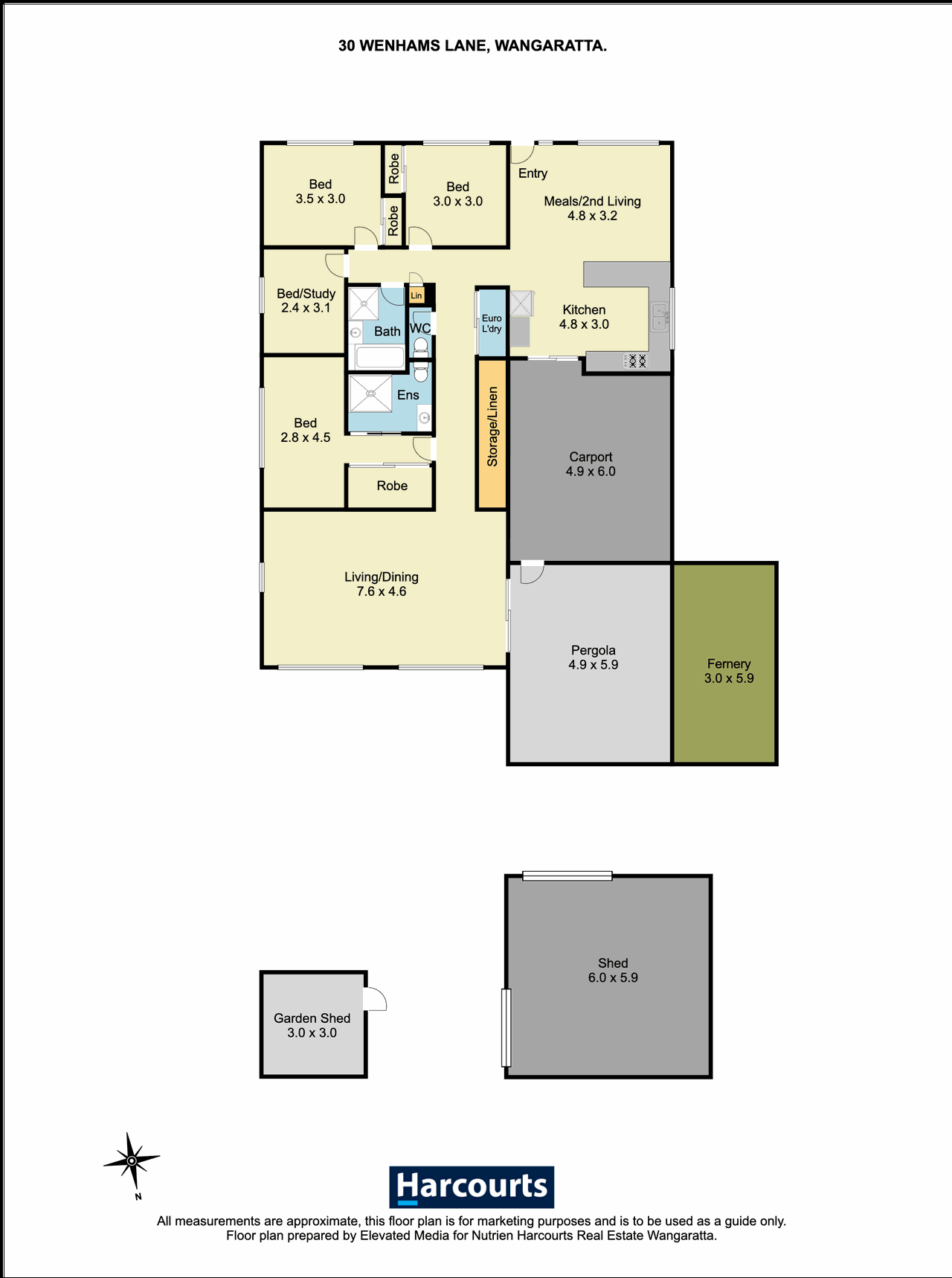 Floor plan for 4-bedroom house at 30 Wenhams Lane, Wangaratta, VIC 3677, Wangaratta, Victoria