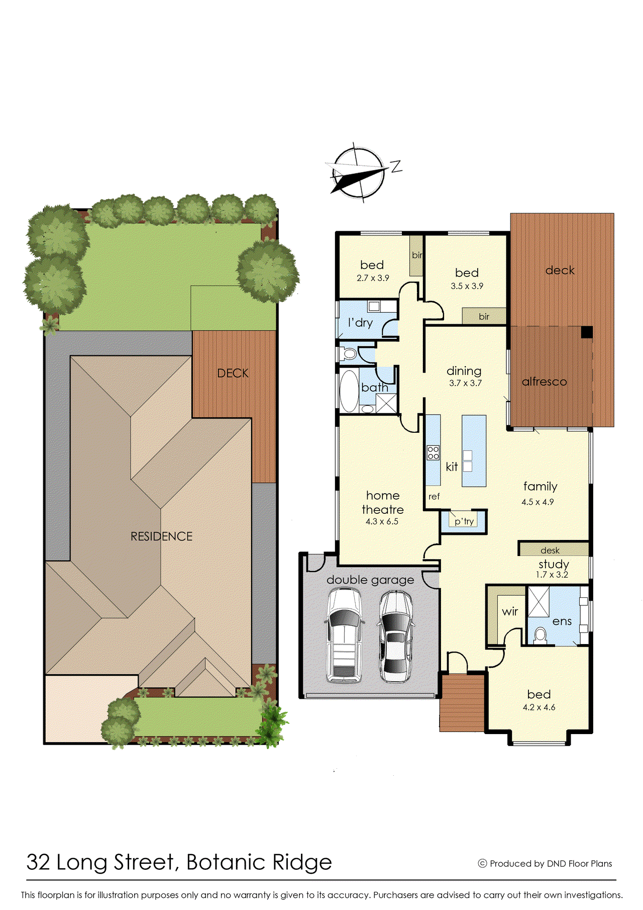 Floor plan for 3-bedroom house at 32 Long Street, Botanic Ridge, VIC 3977, Casey, Victoria