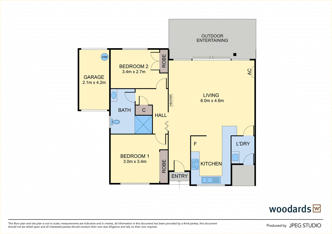 Floor plan for 2-bedroom unit at 3/25 Prince Street, Gisborne, VIC 3437, Macedon Ranges, Victoria