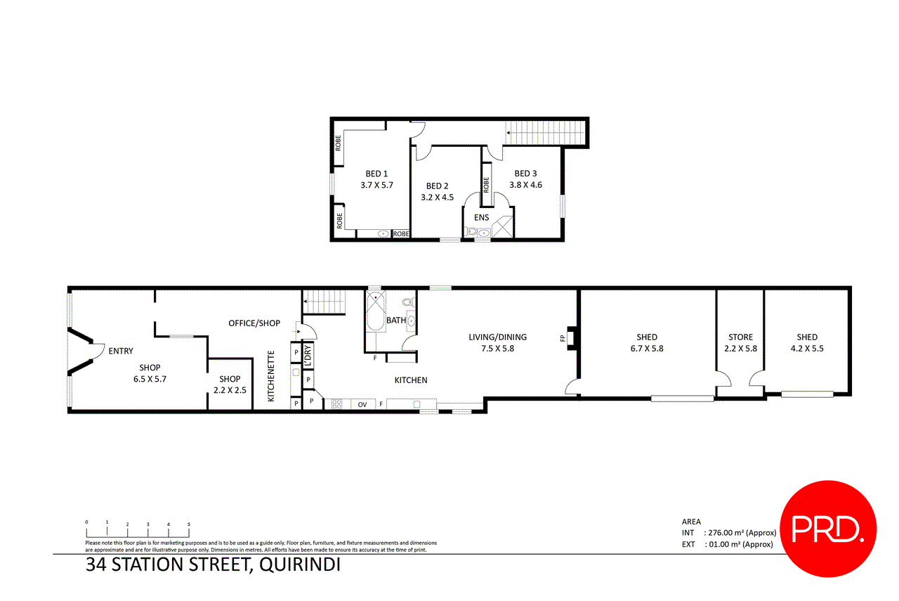 Floor plan for 3-bedroom house at 34 STATION STREET, Quirindi NSW 2343, Liverpool Plains, New South Wales