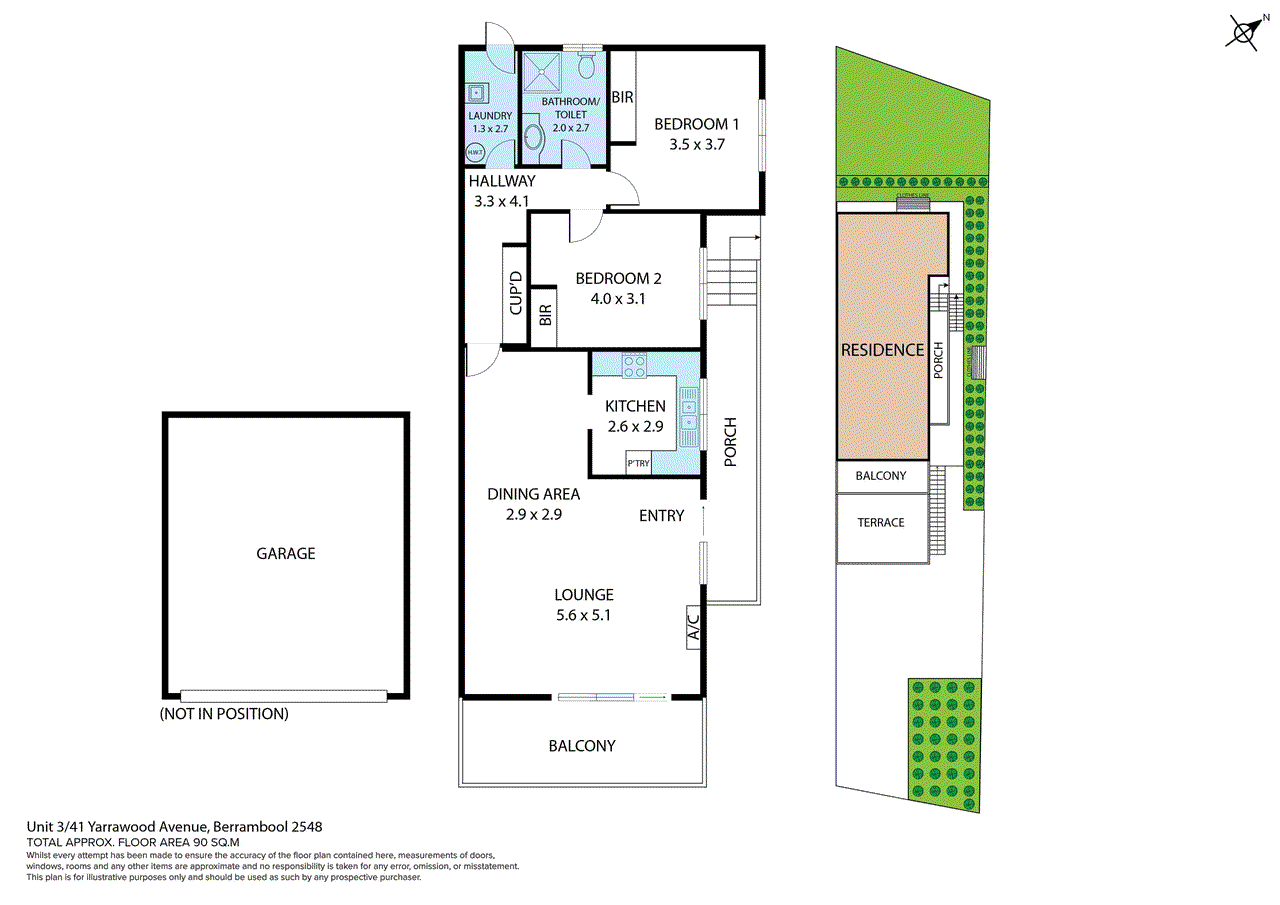 Floor plan for 2-bedroom unit at UNIT 3 41 YARRAWOOD AVENUE, Berrambool NSW 2548, Bega Valley, New South Wales