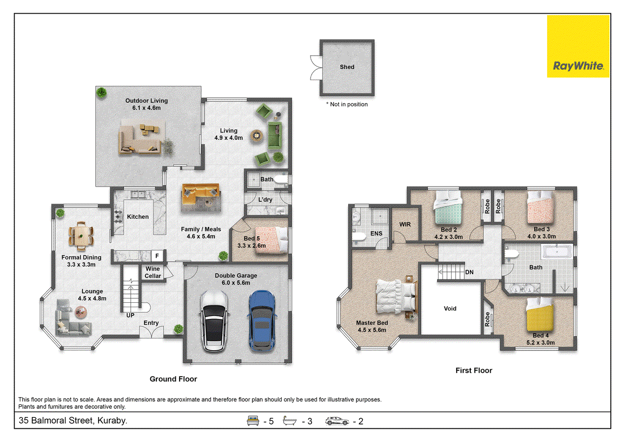 Floor plan for 5-bedroom house at 35 Balmoral Street, Kuraby, QLD 4112, Brisbane, Queensland