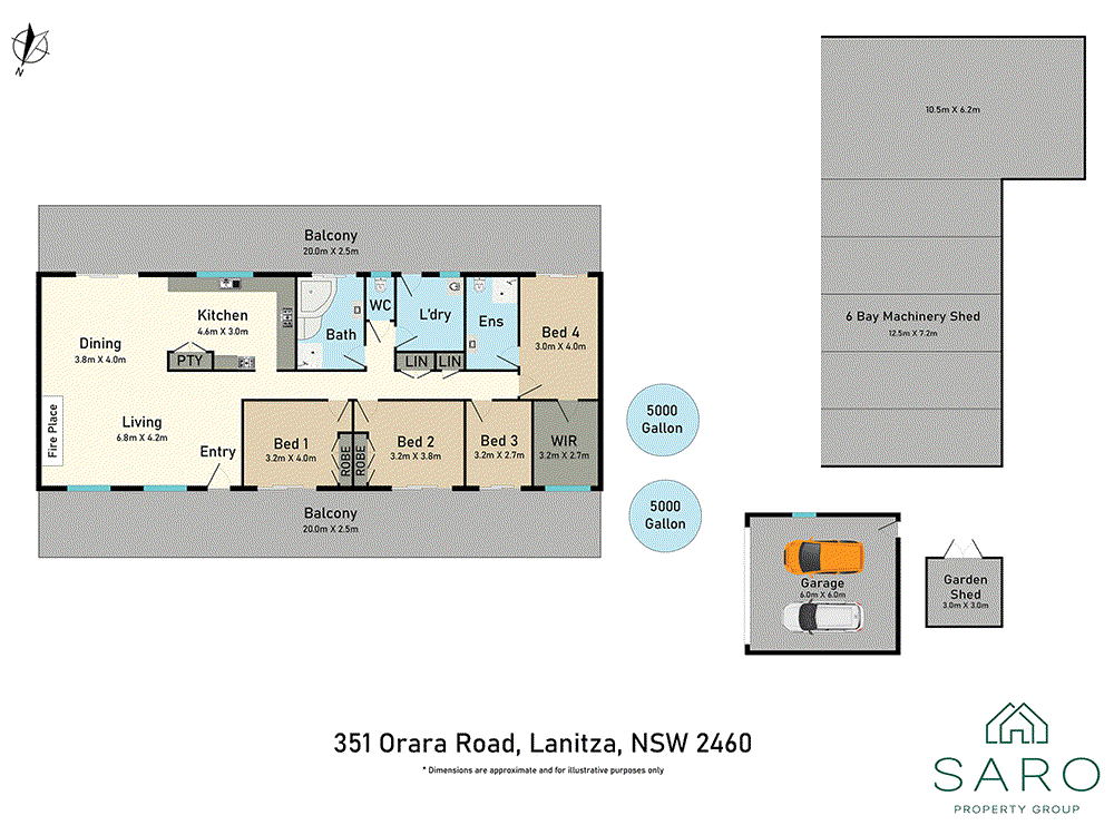 Floor plan for 4-bedroom house at 351 Orara Road, Lanitza, NSW 2460, Clarence Valley, New South Wales