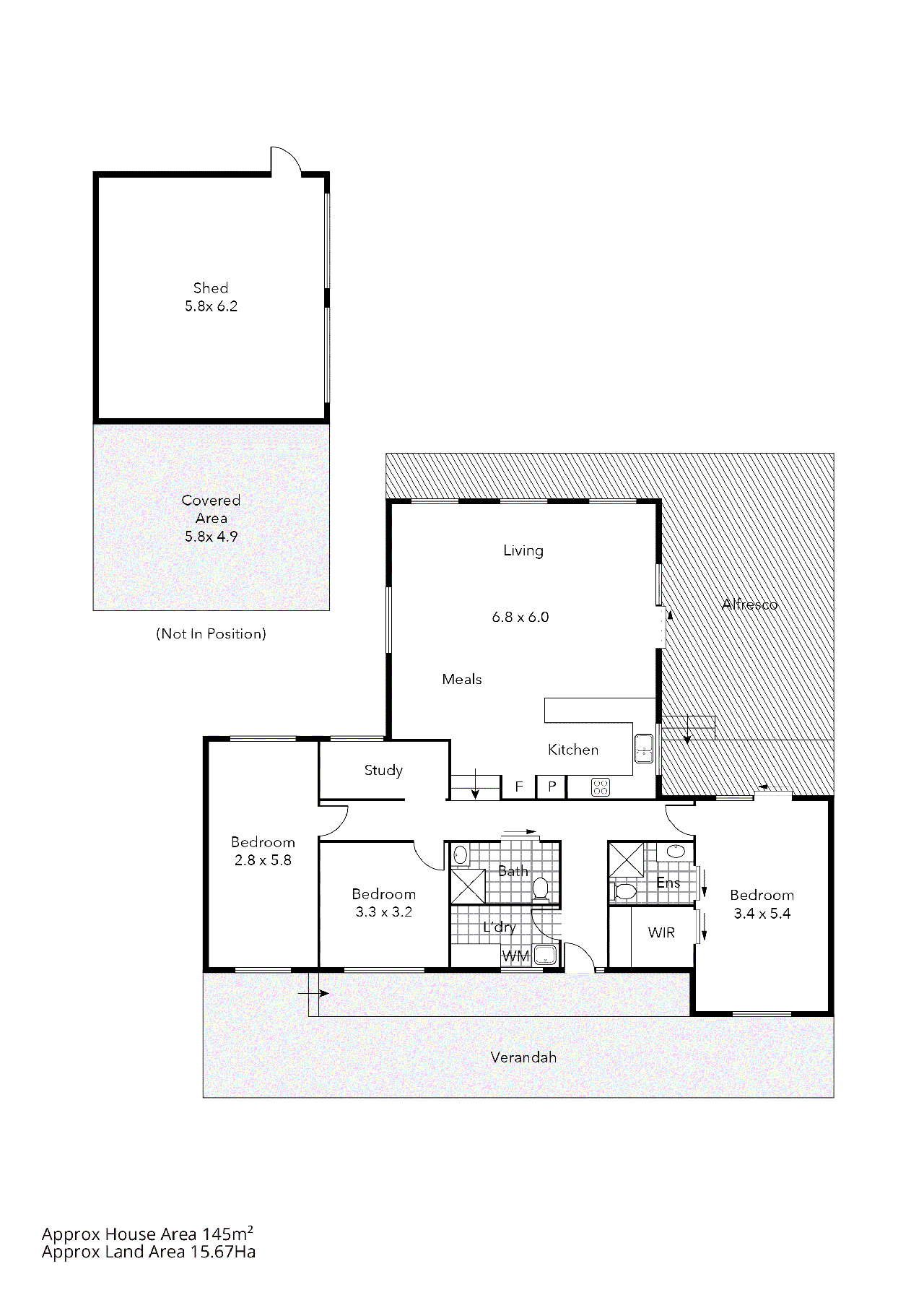 Floor plan for 3-bedroom house at 366 Savage Hill Road, Dereel, VIC 3352, Golden Plains, Victoria