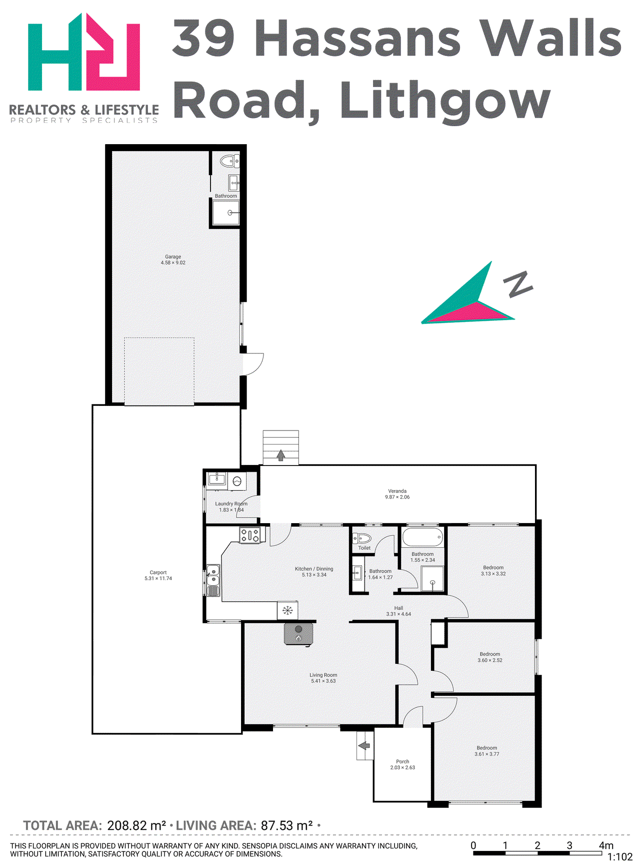 Floor plan for 3-bedroom house at 39 Hassans Walls Road, Sheedys Gully, NSW 2790, Lithgow, New South Wales