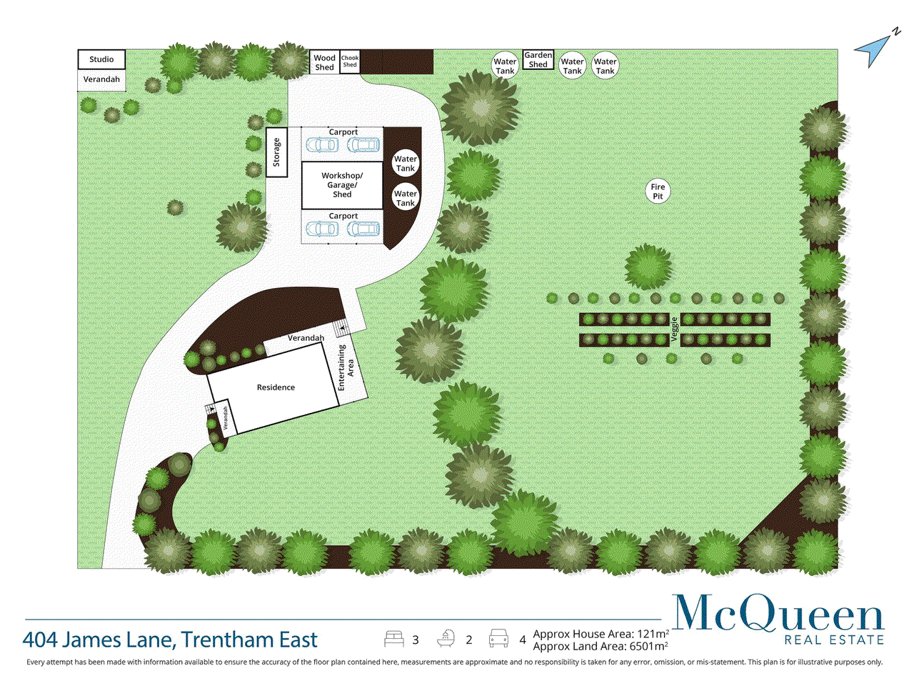 Floor plan for 3-bedroom house at 404 JAMES LANE, Fern Hill VIC 3458, Hepburn, Victoria