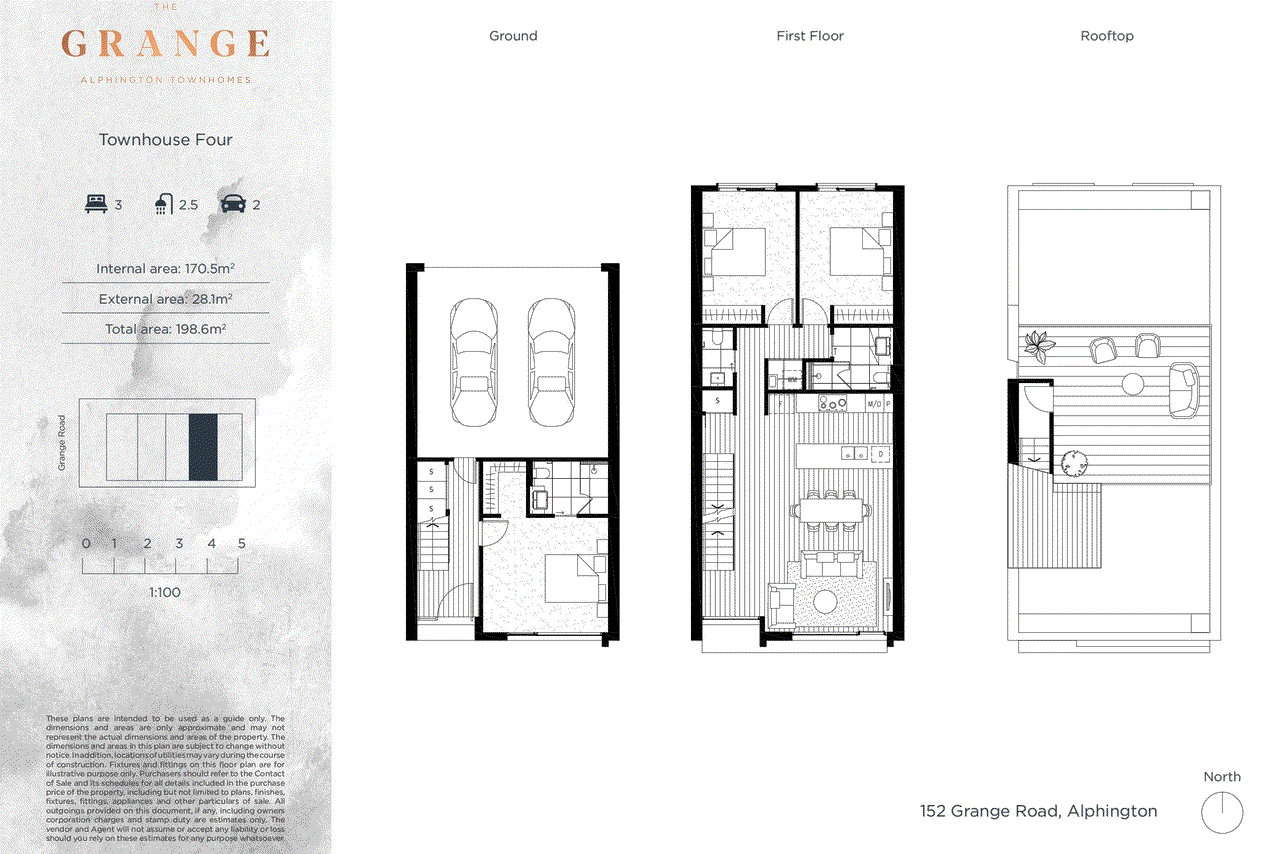 Floor plan for 2-bedroom unit at 4/152 Grange Road, Alphington, VIC 3078, Yarra, Victoria