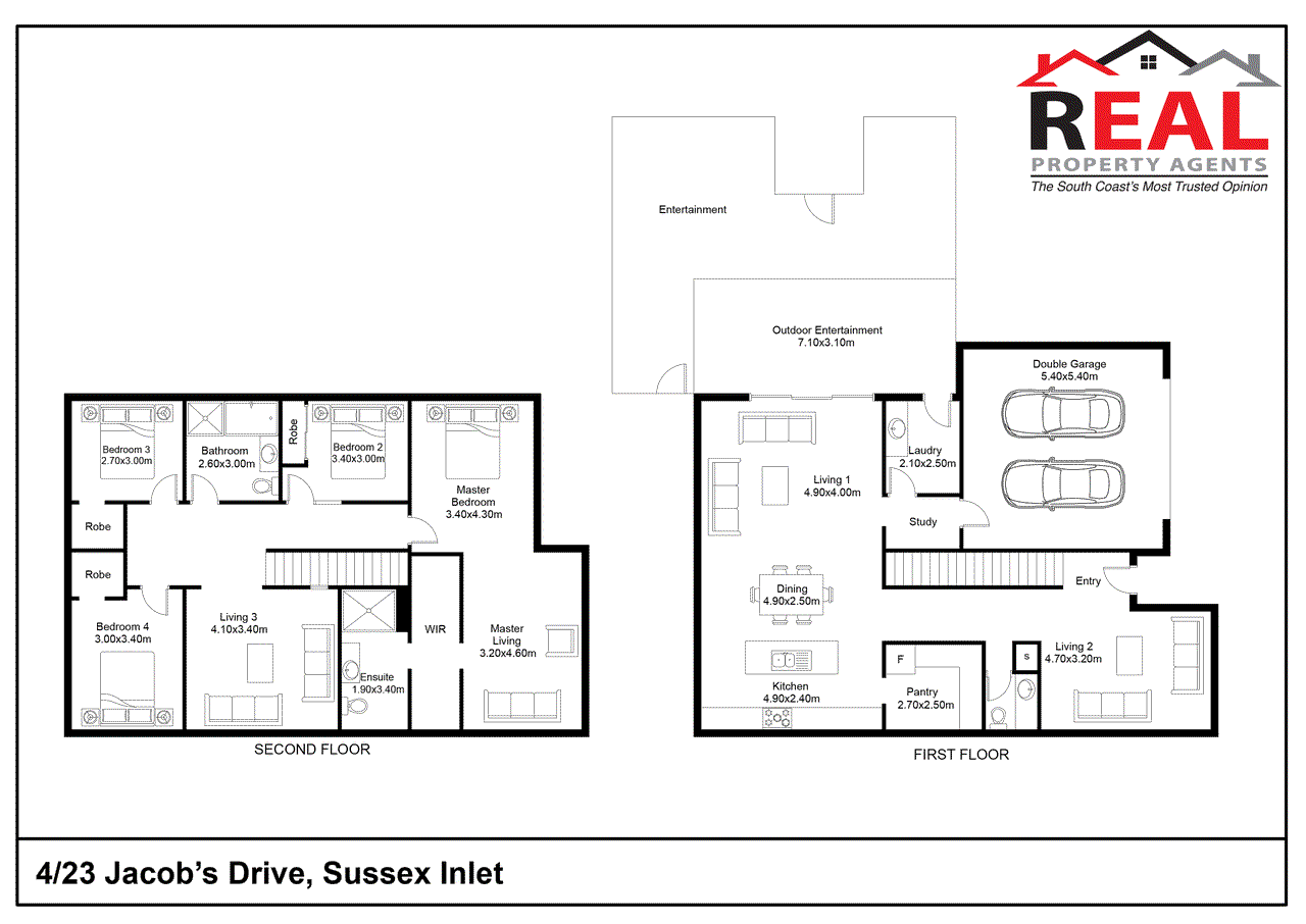 Floor plan for 4-bedroom house at 4 23 Jacobs Drive, Sussex Inlet NSW 2540, Shoalhaven, New South Wales