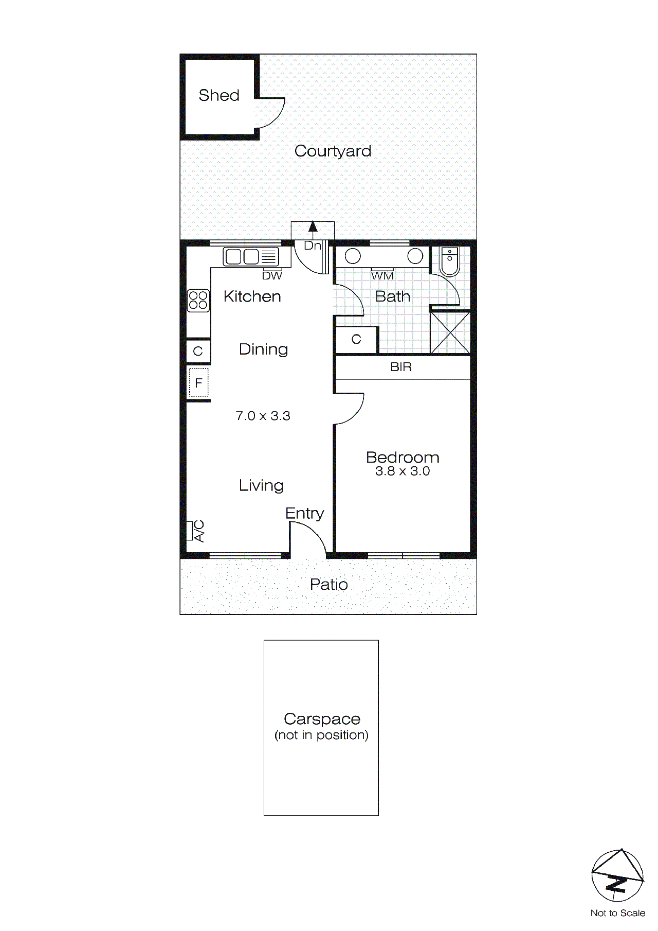 Floor plan for 1-bedroom unit at 4/45 Otway Street South, Ballarat East, VIC 3350, Ballarat, Victoria