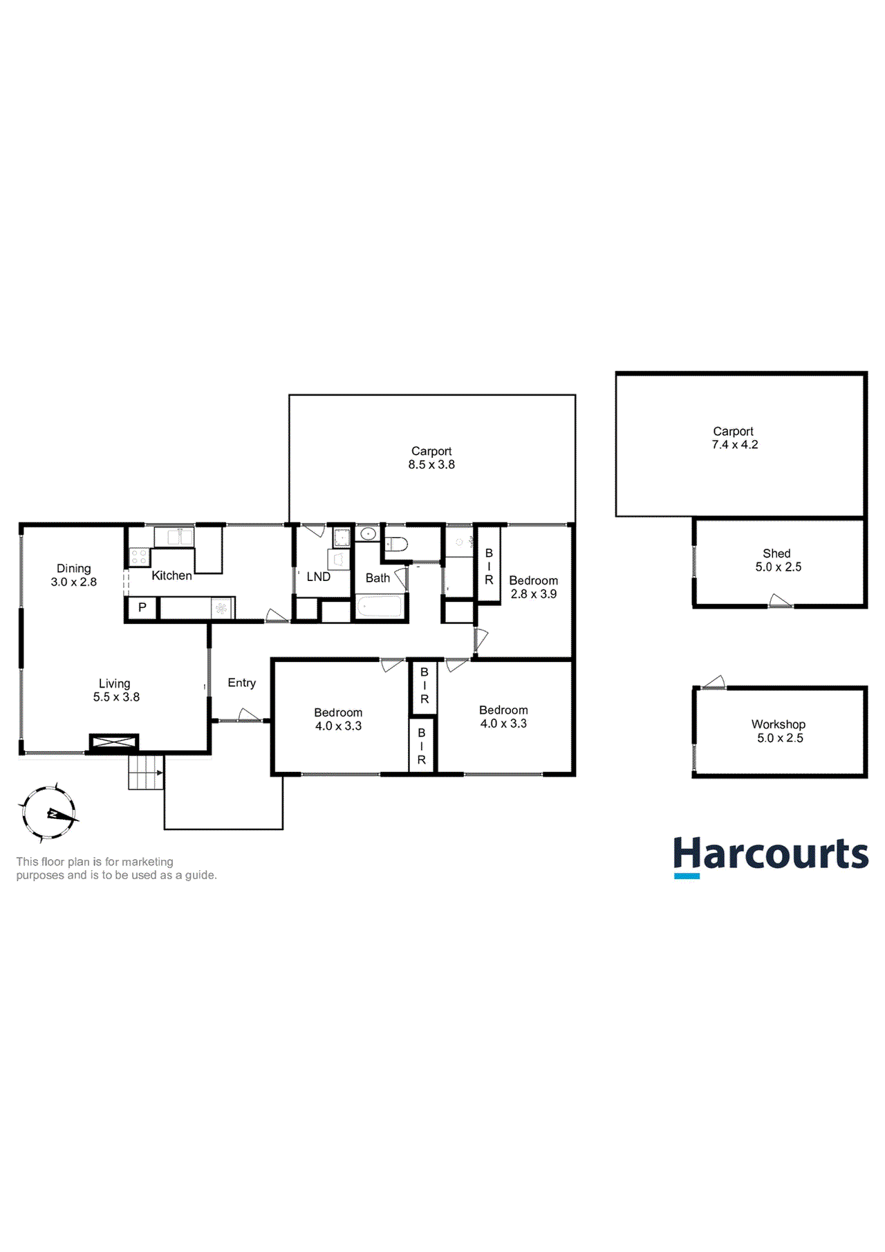Floor plan for 3-bedroom house at 47 Beach Road, Margate, TAS 7054, Kingborough, Tasmania
