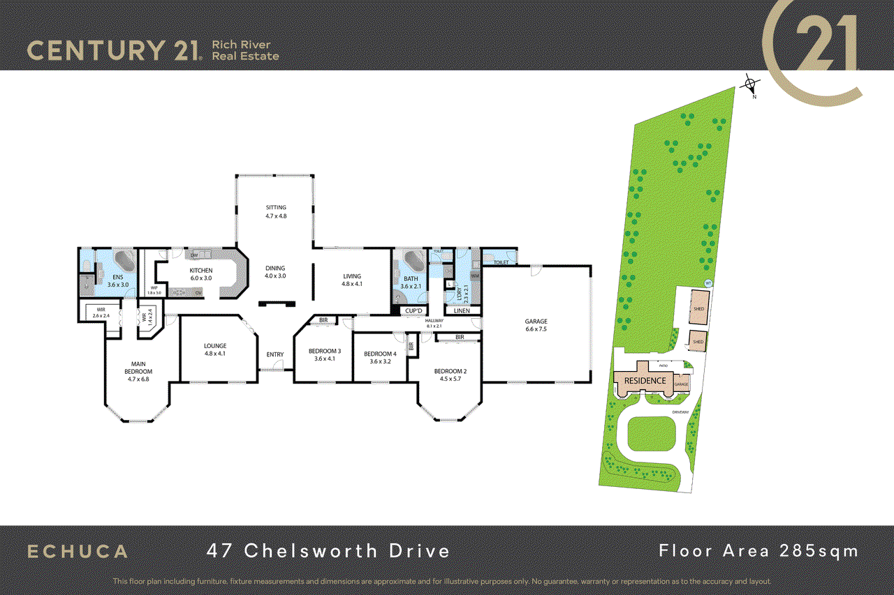 Floor plan for 4-bedroom house at 47 CHELSWORTH DRIVE, Echuca VIC 3564, Campaspe, Victoria