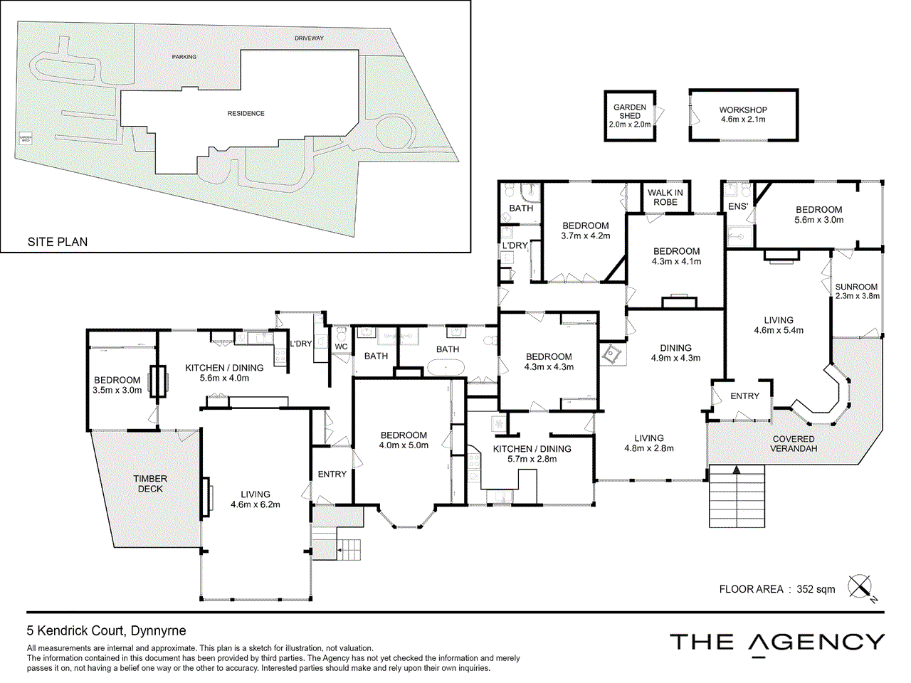 Floor plan for 6-bedroom house at 5 Kendrick Court, Dynnyrne, TAS 7005, Hobart, Tasmania