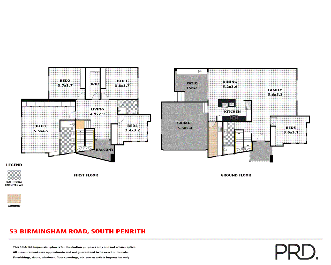 Floor plan for 5-bedroom house at 53 Birmingham Road, South Penrith, NSW 2750, Penrith, New South Wales