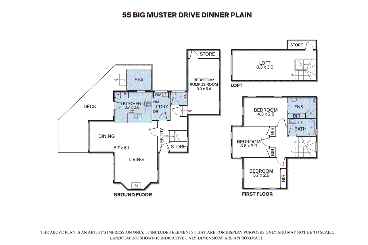 Floor plan for 5-bedroom house at 55 Big Muster Drive, Dinner Plain, VIC 3898, Alpine, Victoria