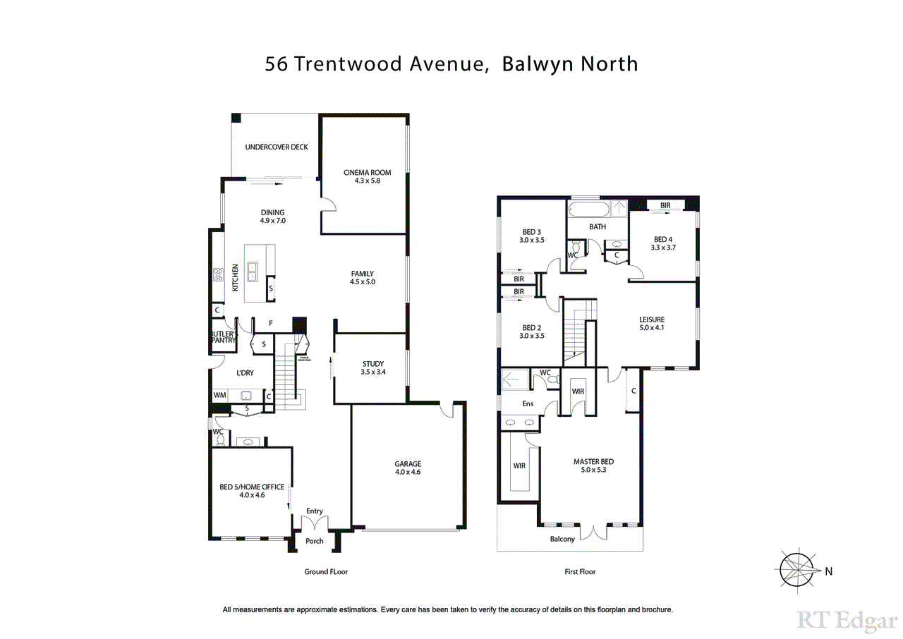 Floor plan for 5-bedroom house at 56 Trentwood Avenue, Balwyn North, VIC 3104, Boroondara, Victoria
