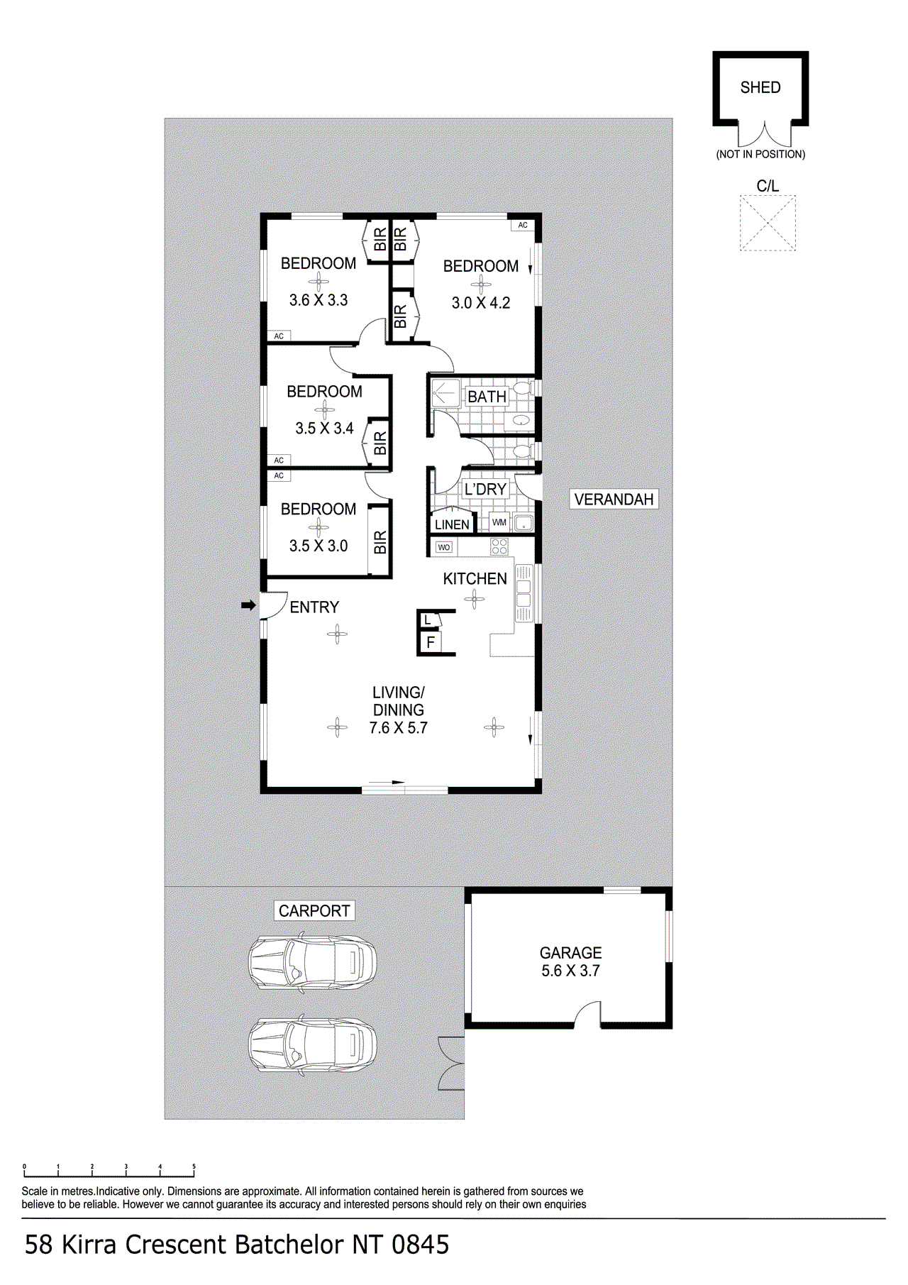 Floor plan for 4-bedroom house at 58 Kirra Crescent, Batchelor, NT 0845, Coomalie, Northern Territory