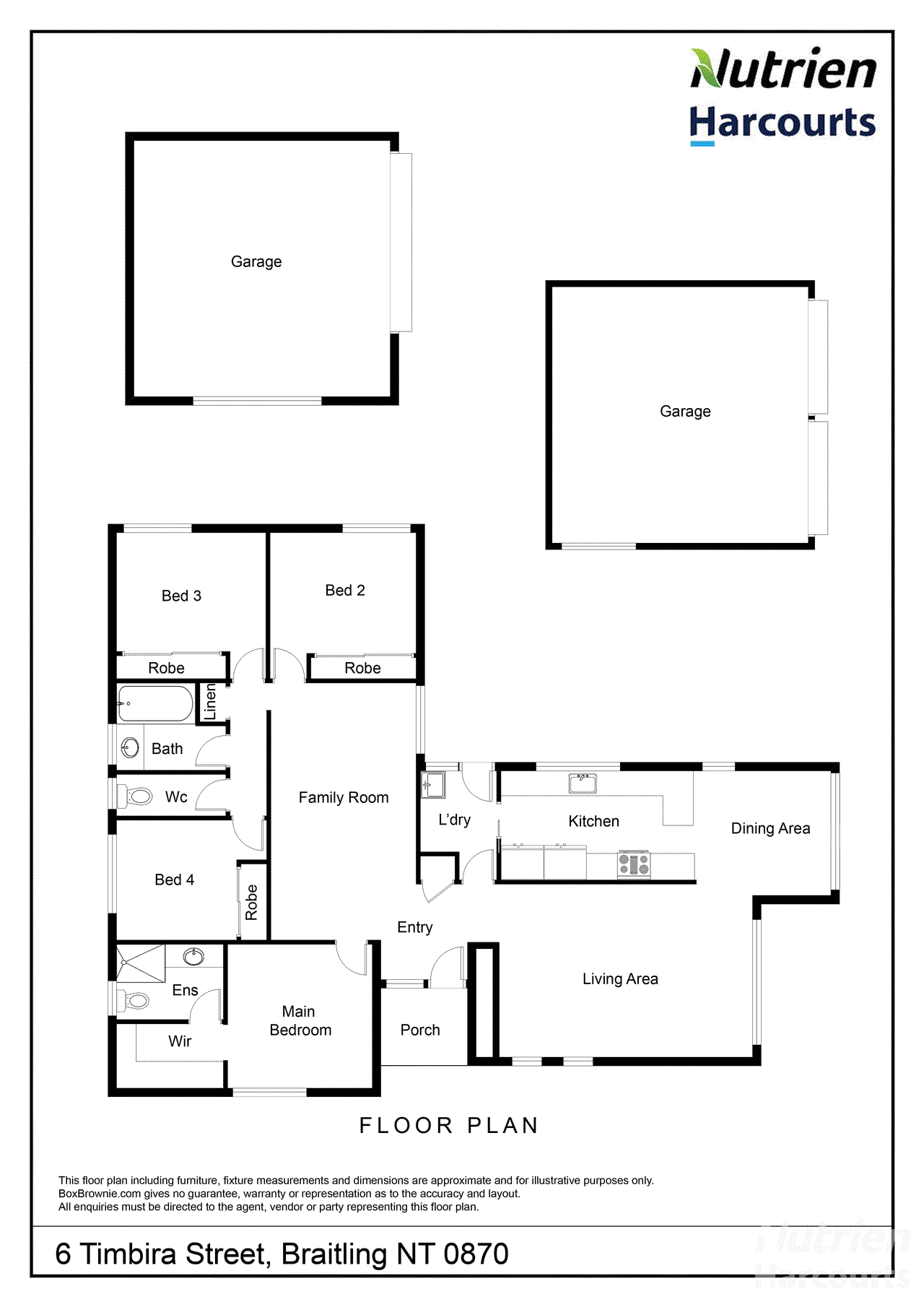 Floor plan for 4-bedroom house at 6 TIMBIRA STREET, Braitling NT 0870, Alice Springs, Northern Territory