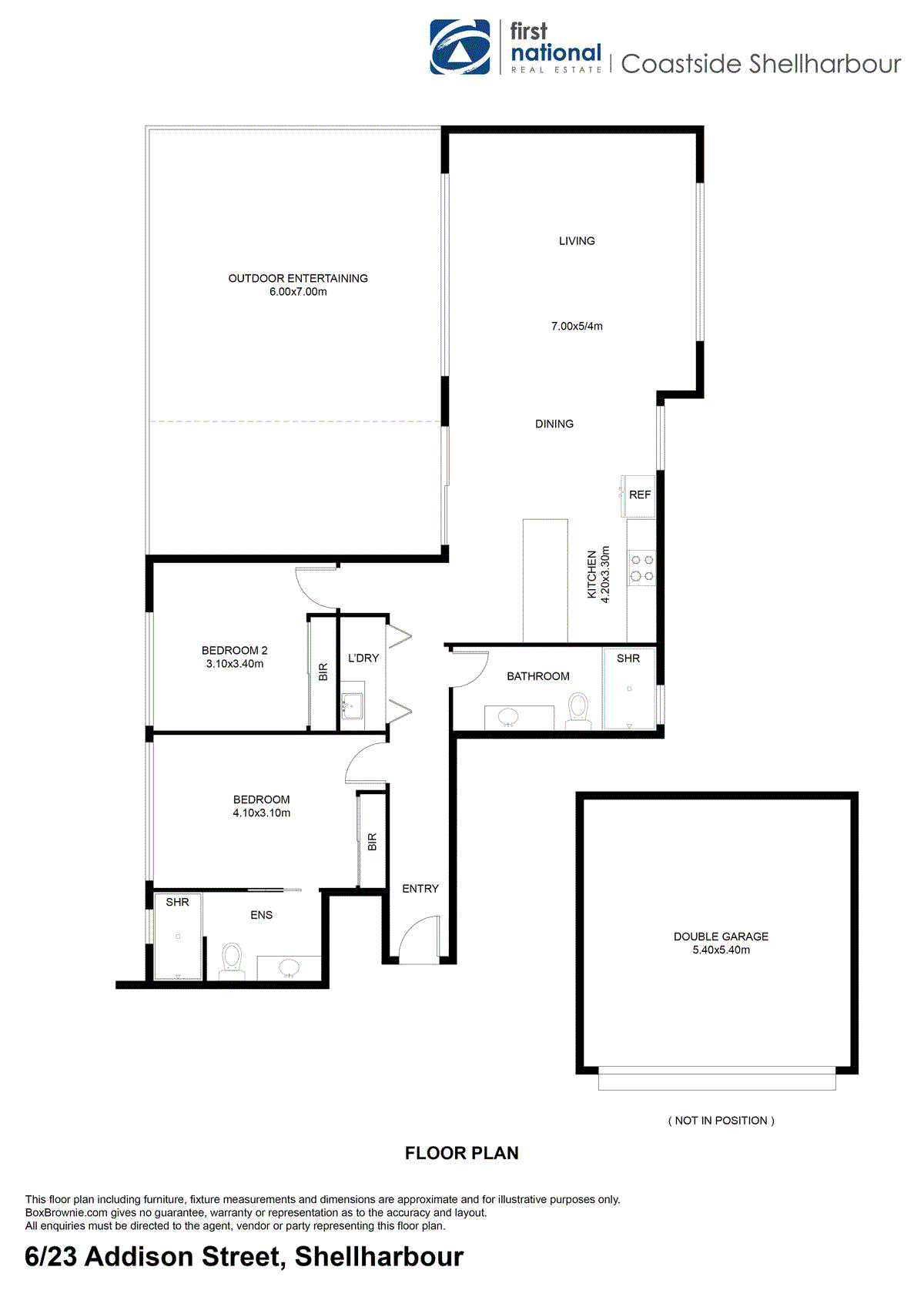 Floor plan for 2-bedroom unit at 6/23 Addison Street, Shellharbour, NSW 2529, Shellharbour, New South Wales