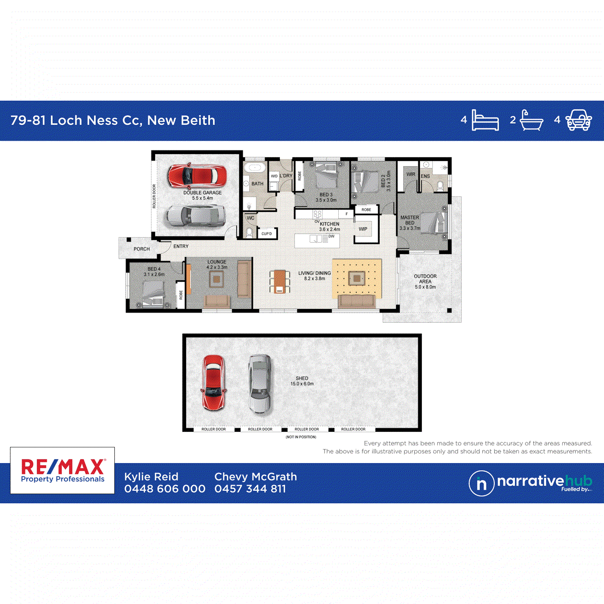 Floor plan for 4-bedroom house at 79-81 Loch Ness Circuit, New Beith, QLD 4124, , Queensland