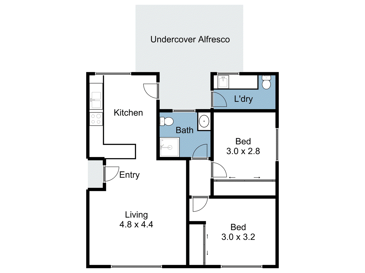 Floor plan for 2-bedroom house at 7A Thomas Street, Benalla, VIC 3672, Benalla, Victoria