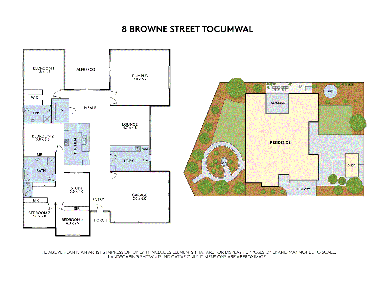 Floor plan for 4-bedroom house at 8 Browne Street, Tocumwal, NSW 2714, Berrigan, New South Wales