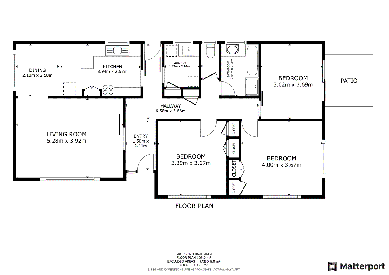 Floor plan for 3-bedroom house at 8 Mellor Grove, Swan Hill, VIC 3585, Swan Hill, Victoria