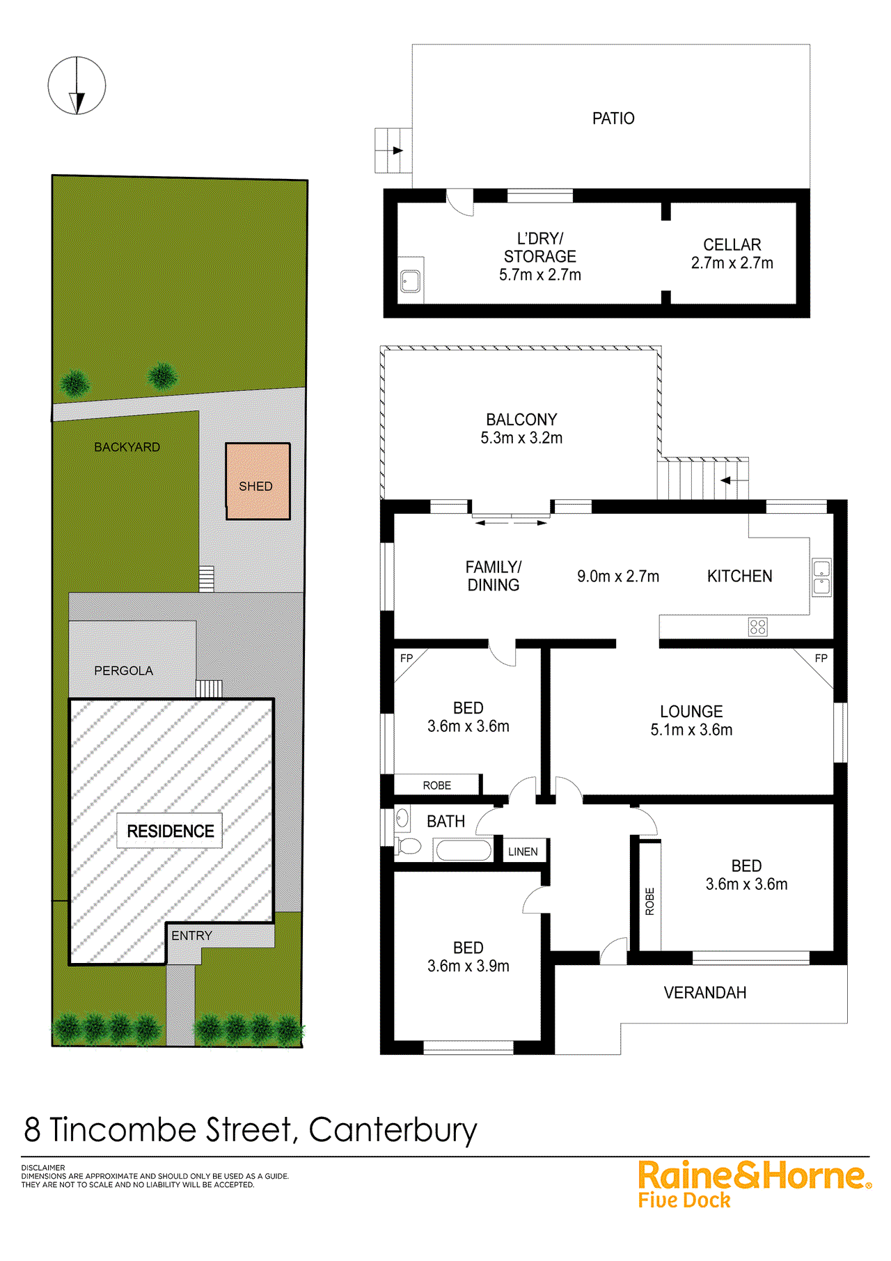 Floor plan for 3-bedroom house at 8 Tincombe Street, Canterbury, NSW 2193, Canterbury-Bankstown, New South Wales