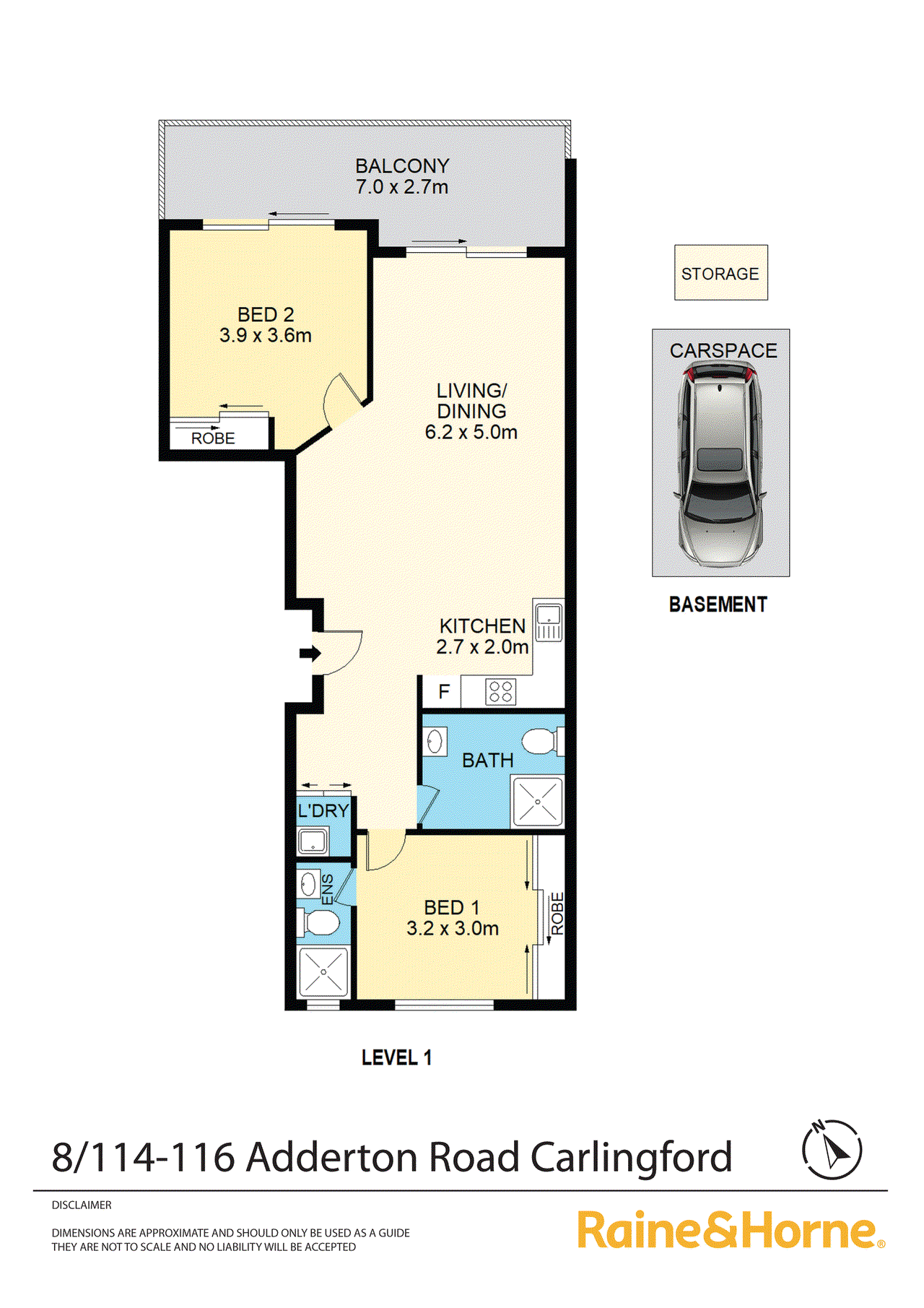 Floor plan for 2-bedroom unit at THE GEORGE 8 114-116 ADDERTON ROAD, CARLINGFORD NSW 2118, Parramatta, New South Wales