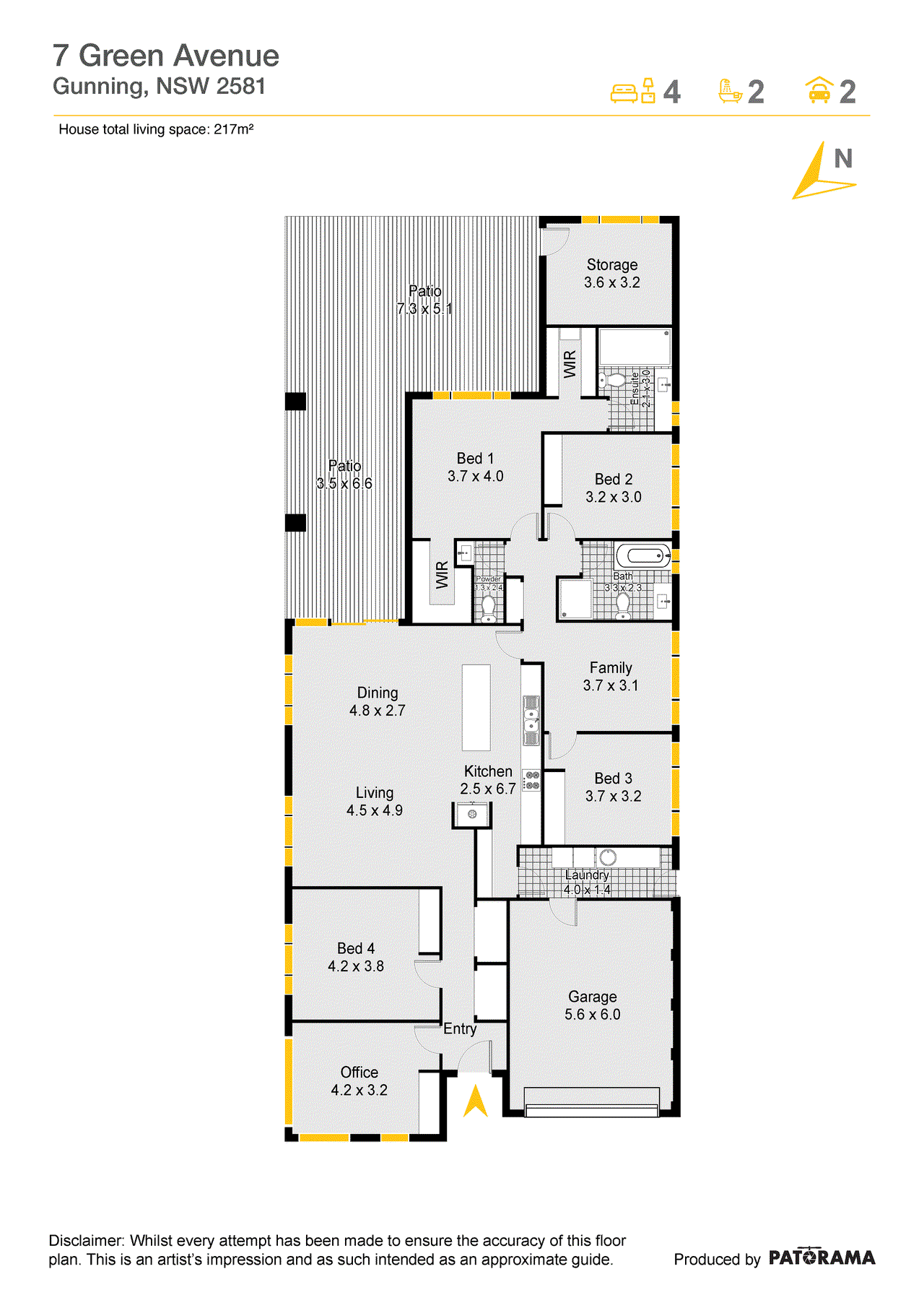 Floor plan for 5-bedroom house at 7 Green Avenue, Gunning, NSW 2581, Upper Lachlan, New South Wales